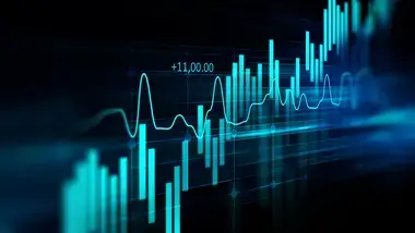 Stylized chart showing upward growth