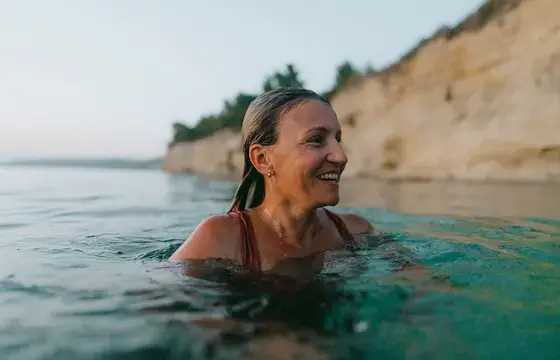 Woman swimming in the sea